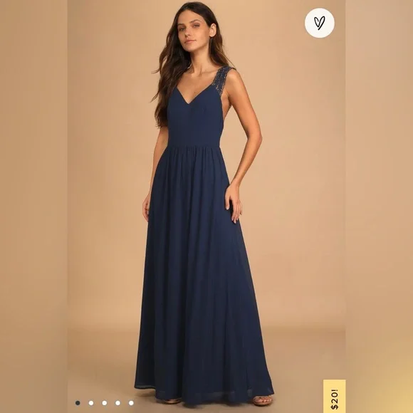 chinese dress ladies Navy Lace Maxi Dress with 3/4 Sleeves main image 1